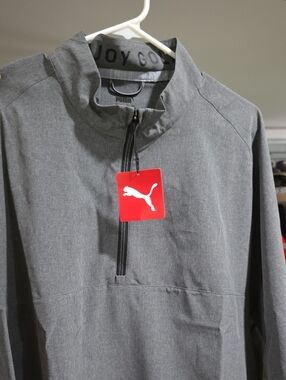 Puma Men's Gray Half-Zip Performance Jacket